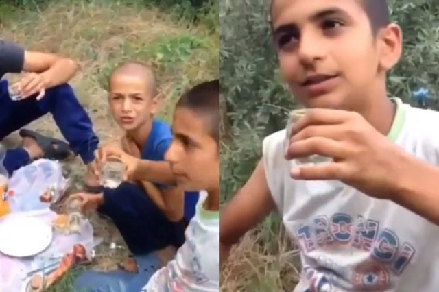 Пьющих водку азербайджанских детей сняли на камеру - ВИДЕО